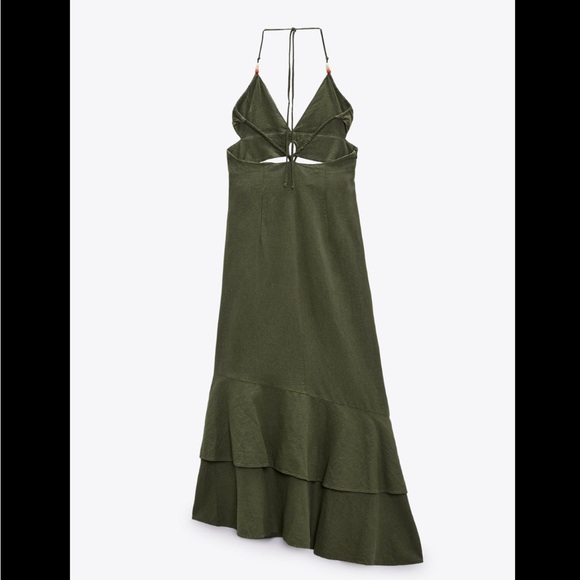 RUFFLED LINEN BLEND DRESS - Picture 5 of 7